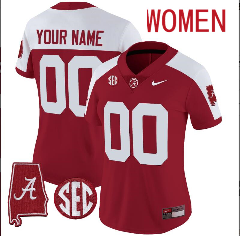 Women Alabama Crimson Tide Vapor Limited red Custom 2024 Nike NCAA Jersey 3